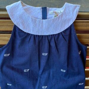 Vineyard Vines girls summer dress, size 10, navy white eyelet whales, so cute!
